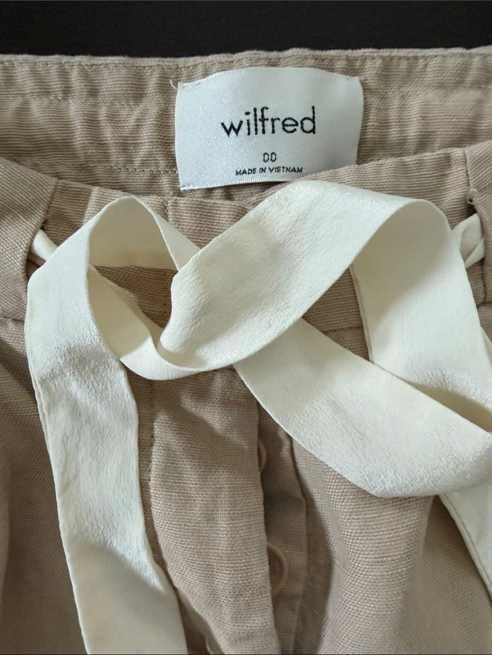 Wilfred Neutral Beige Linen-Blend Drawstring Pants